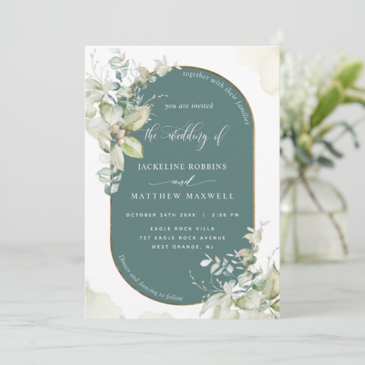 Invitation Vert, Eucalyptus Oval Arch, Mariage de verdure (Debout devant)