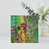 Invitation VERT FAIRY jaune bleu rouge argent (Debout devant)