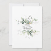 Invitation Vert Feuille Gold Aquarelle PARTICIPATION (Dos)