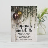 Invitation Vert Feuille Lumières blanches Rustique Sweet 16 (Debout devant)