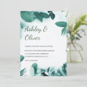 Invitation Vert Feuille simple Vert vert Mariage (Debout devant)