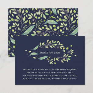 Invitation Vert feuilles   Aquarelle Demande de livre bleu fo