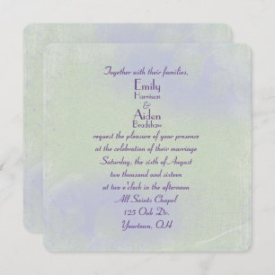 Invitation vert fleuri et violet abstrait