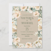 Invitation Vert Floral Aquarelle Mariage moderne (Devant)