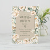 Invitation Vert Floral Aquarelle Mariage moderne (Debout devant)