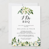 Invitation Vert Floral Blanc I Do BBQ Engagement Party (Devant)