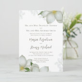 Invitation Vert floral Elégante aquarelle Magnolia Flower (Debout devant)