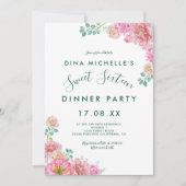 Invitation Vert floral et rose délicat Aquarelle douce 16 (Devant)