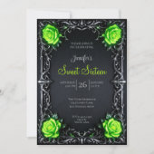 Invitation Vert Floral gothique Sweet 16 (Devant)