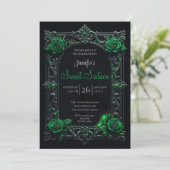 Invitation Vert Floral Gothique Sweet 16 (Debout devant)