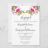 Invitation Vert floral rose blanc Élégant Fiançailles (Devant)