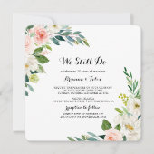 Invitation Vert Floral Simple Nous Faisons Encore Vow Renouve (Devant)