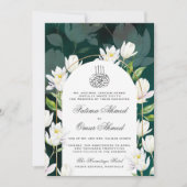 Invitation Vert foncé Botanique islamique Mariage musulman (Devant)