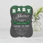 Invitation vert-foncé de baby shower de drapeau de (Debout devant)
