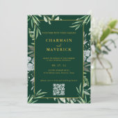Invitation Vert foncé de la forêt Bordure minimale Texte Or M (Debout devant)