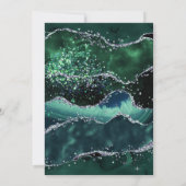 Invitation Vert foncé et argent faux paillettes agate anniver (Dos)