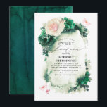 Invitation Vert foncé et rose Floral Bohemian Sweet 16e<br><div class="desc">Fleurs vertes et roses sweets sixteens invitations d'anniversaire</div>