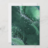 Invitation Vert foncé Faux Paillettes Agate Anniversaire (Dos)