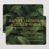 Invitation Vert foncé Feuille (Devant / Derrière)