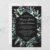 Invitation Vert foncé Moody Élégant Mariage floral (Devant)