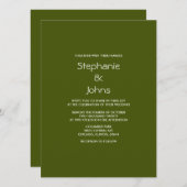Invitation Vert foncé Noir Simple Minimal Cool Mariage (Devant / Derrière)
