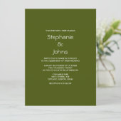 Invitation Vert foncé Noir Simple Minimal Cool Mariage (Debout devant)