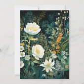 Invitation Vert forêt, blanc et or floral mariage (Dos)