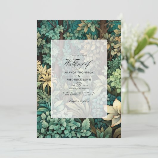 Invitation Vert forêt, Chocolat Brown, Mariage Brown artisana (Debout devant)