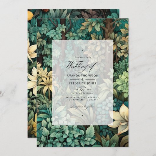 Invitation Vert forêt, Chocolat Brown, Mariage Brown artisana (Devant / Derrière)