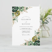 Invitation Vert forêt floral coup de pinceau Mariage (Debout devant)