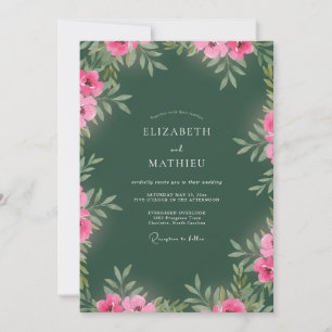 Invitation Vert forêt floral vibrant mariage