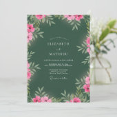 Invitation Vert forêt floral vibrant mariage (Debout devant)