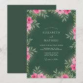Invitation Vert forêt floral vibrant mariage (Devant / Derrière)