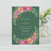 Invitation Vert forêt Rose pêche botanique Mariage (Debout devant)