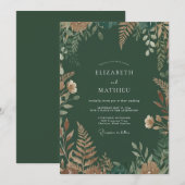 Invitation Vert forêt Terreux Mariage Boisé (Devant / Derrière)