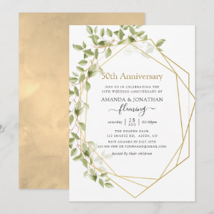 Invitation Vert géométrique 50e anniversaire de mariage