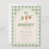 Invitation Vert Gingham Little Sprout sur le chemin de la Fêt (Devant)