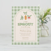 Invitation Vert Gingham Little Sprout sur le chemin de la Fêt (Debout devant)