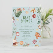 Invitation Vert glace | Baby shower Festif de Noël (Debout devant)