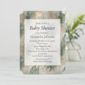 Invitation Vert Glam Chic Or Blanc Feuilles Tropicales (Debout devant)