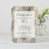 Invitation Vert Glam Chic Or Feuilles Tropicales (Debout devant)