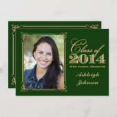 Invitation Vert, Gold Class of 2014 Photo Graduation Invitati (Devant / Derrière)