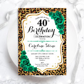 Invitation Vert Gold Empreinte de léopard 40e anniversaire