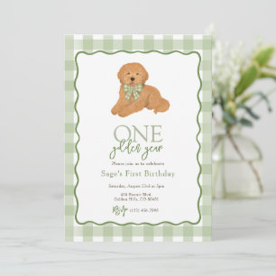 Invitation Vert Goldendoodle Année Dorée Premier Anniversaire
