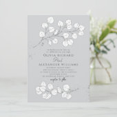 Invitation Vert gris clair Argent Eucalyptus Mariage (Debout devant)