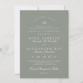Invitation Vert gris | Mariage formel classique élégant (Devant)