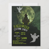Invitation Vert Illustration Moderne Grunge Éffrayant Hallowe (Devant)