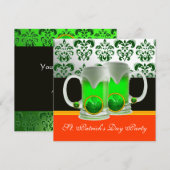 INVITATION VERT IRLANDAIS VERRE, FÊTE DU JOUR ST PATRICK (Devant / Derrière)