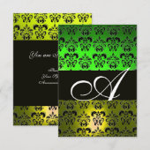 INVITATION VERT JAUNE BLACÉ BLANC DOMMASQUE MONOGRAM (Devant / Derrière)