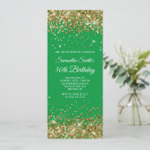 Invitation Vert Kelly Pailleté Or 50e Anniversaire (Debout devant)